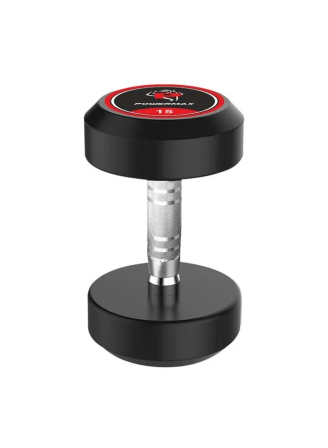 Professional Rubber Coated Round Dumbbell for Home Gym Strength Training (Black, 15kg) 4pcxw