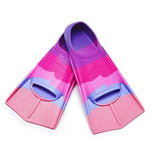 Prsca Kids Swim Fins Short Youth Flippers Training Gear for Lap Swimming (Blue, 20 cm) 5fuzi