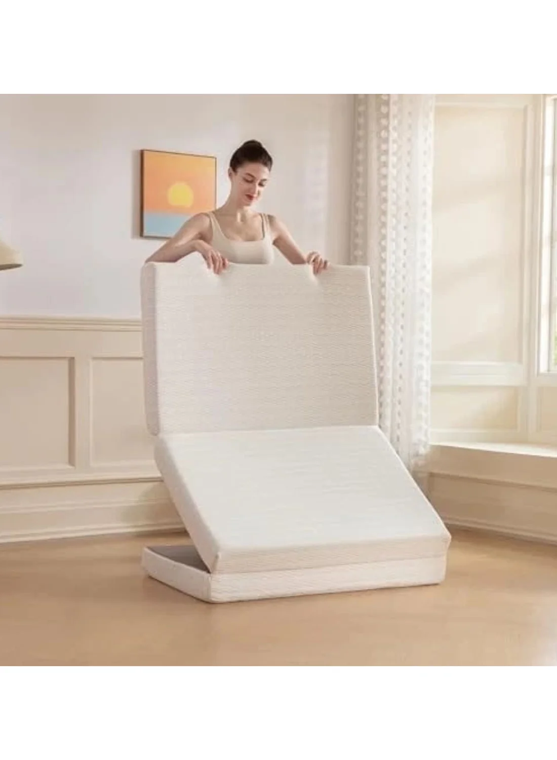Comfy Premium Thermo Bonded Quilted Folding Mattress, Hypoallergenic Dual-Sided Design (White, 180x90x7 cm) ec8rl