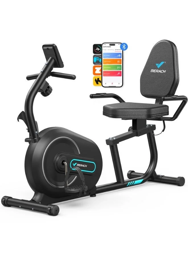 Recumbent Exercise Bike with Smart Bluetooth Connectivity and LCD Monitor (Magnetic Resistance, 136 kg Capacity) for Home Fitness 1o2yz