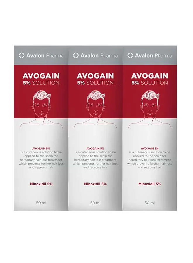 Avalon Pharma Topical Hair Solution 5% Minoxidil Formula for Thinning-Prone Hair (Pack of 3, 150 mL) hllfa