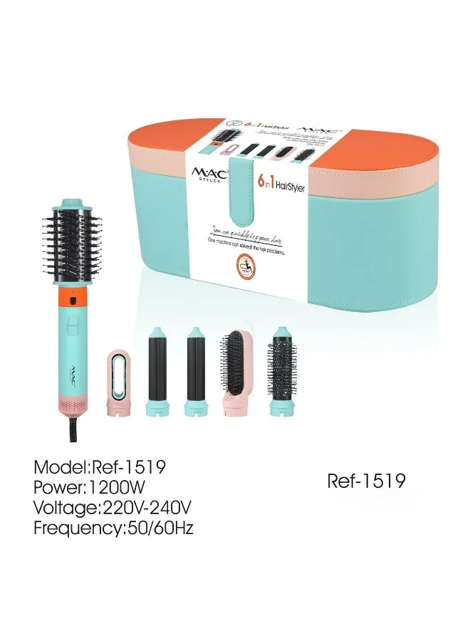 Professional 6-in-1 Hair Styler Set with Multi-Styling Attachments, 1200W High-Performance Dryer, Curling Barrels, and Volumizing Brush (1 Set) t0fha