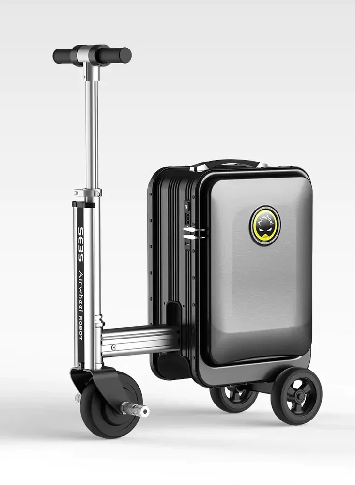 Electric Riding Suitcase Smart Luggage Scooter with Removable Battery (Black, 20-inch) m8qek