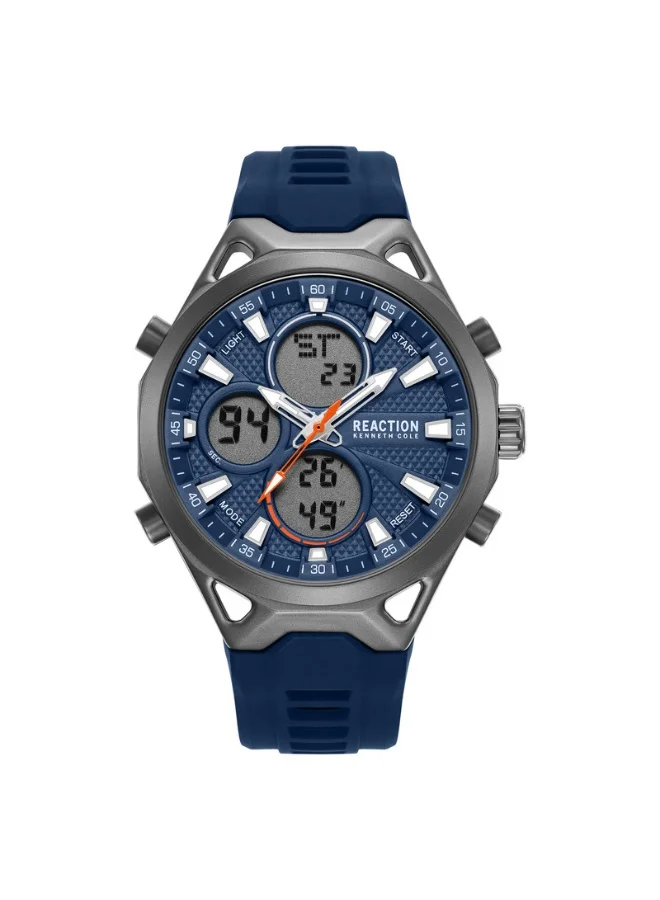 Premium Men's Analog Digital Dual Display Watch with Silicone Strap (Blue, 45mm) fx88g
