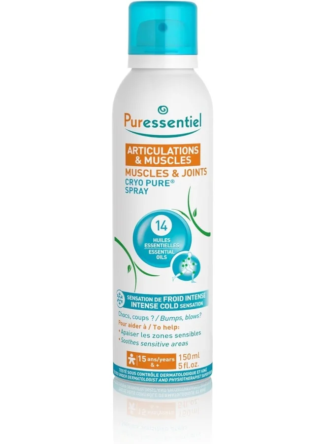 Puressentiel Muscles and Joints Cryo Pure Spray with 14 Essential Oils for Targeted Cooling Relief (80 mL) aet2j