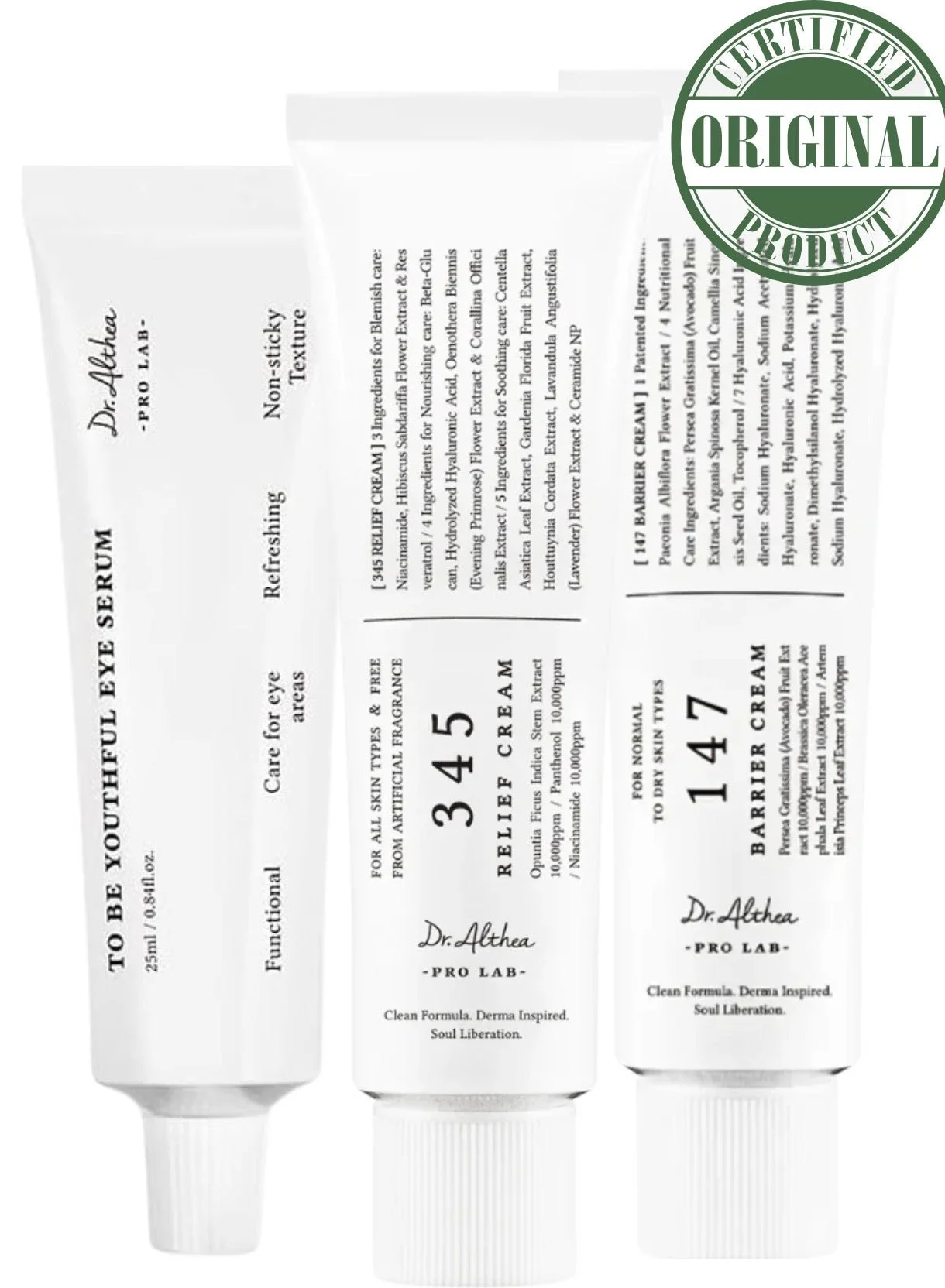 Dr. Althea Skincare Trio Set for Mature Skin (345 Relief Cream 50mL, 147 Barrier Cream 50mL, Youthful Eye Serum 20mL) w005j