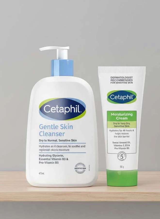 Cetaphil Daily Hydrating Niacinamide Skincare Set for Sensitive Skin (Gentle Cleanser 473mL, Moisturizing Cream 100g) ks06i