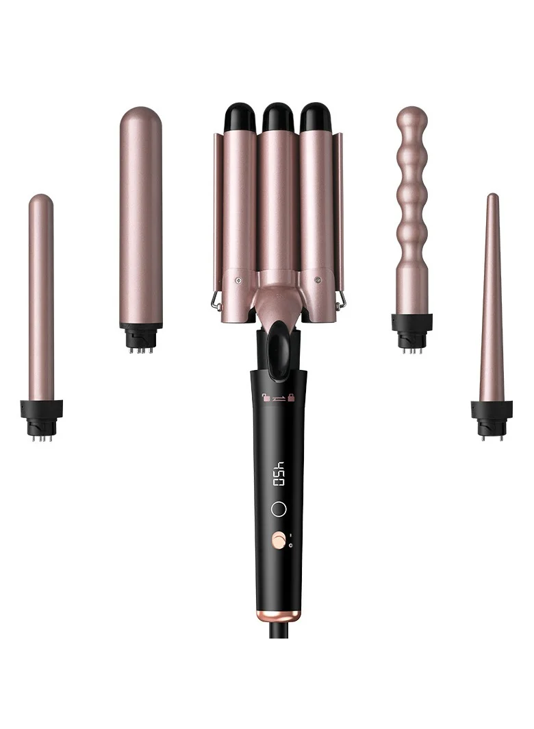Joshberg 5-in-1 Professional Hair Curling Iron Set with Interchangeable Ceramic Barrels and Adjustable Temperature Control (Rose Gold, 19-32mm) l63bn