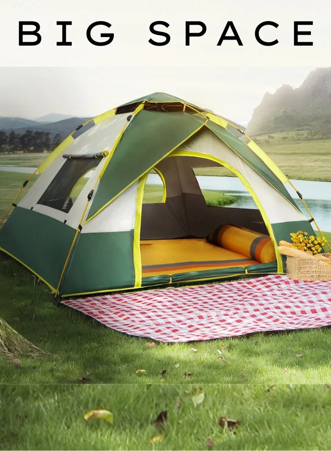 Outdoor.Market 4-5 Person Pop-Up Camping Tent, Waterproof Family Outdoor Shelter with 2 Doors & 2 Windows (Green & White, 240cm x 240cm) el8jh