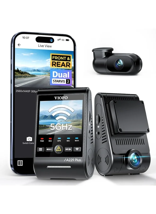 Viofo A229 Plus Dual Dash Camera Front & Rear 2K HDR Car DVR with GPS 5GHz WiFi and Voice Control (2-Channel) 0ki10