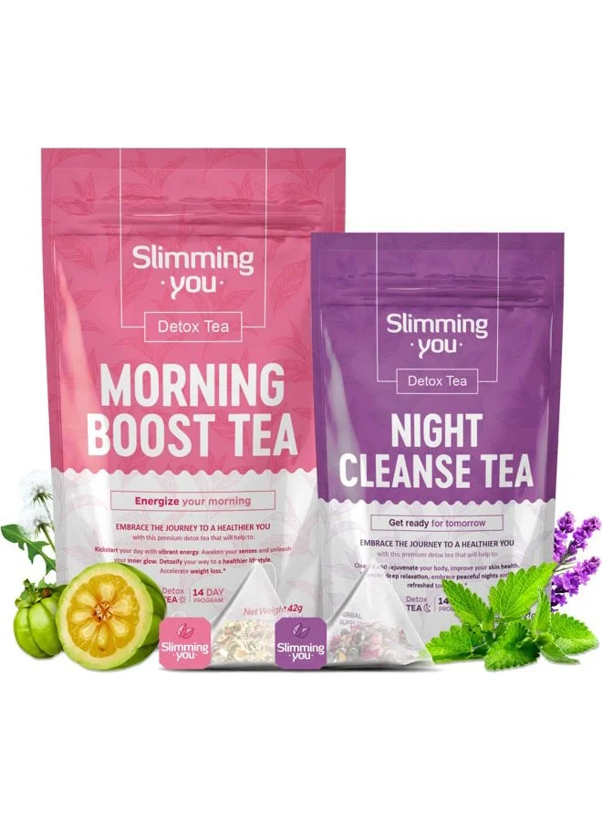 TAOISTEA 14 Day Refreshing Herbal Tea Blend (Morning and Night Cleanse Set, 28 Tea Bags) 4qbsa