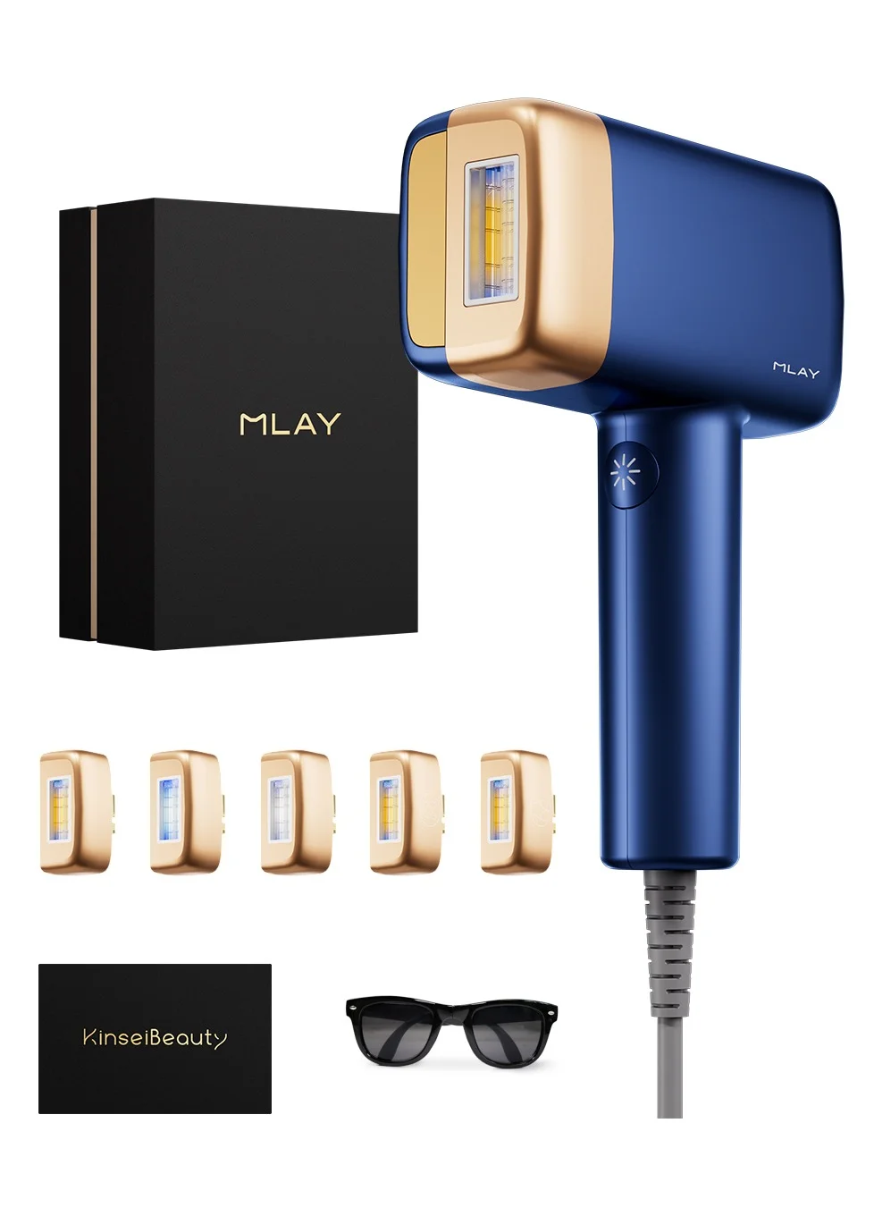 MLAY T14 IPL Hair Removal Device with 6 Lenses, Professional Ice Cooling System for Full Body and Face (Blue) lj9d2
