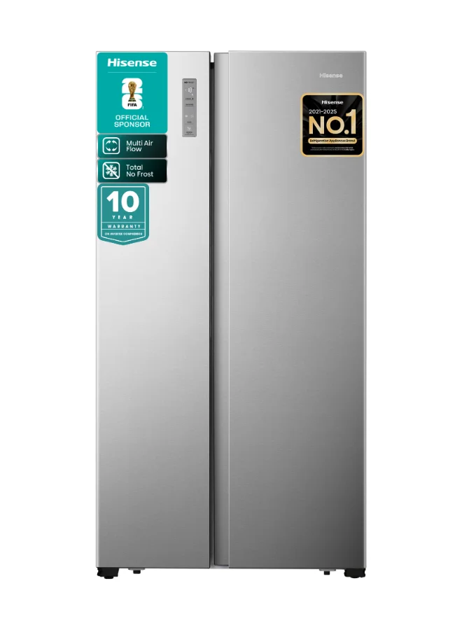 Hisense Side By Side Refrigerator with Inverter Technology and Multi Air Flow (Silver, 550L Net Capacity) pd0oc