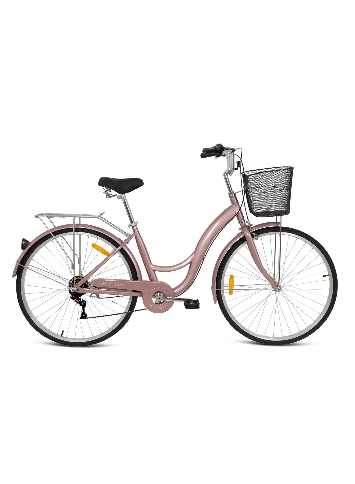 MOGOO Cruiser Bike 26-Inch Wheel 6-Speed Steel Frame Adjustable Seat for Women (Rose Gold, 26-Inch) m7zkj