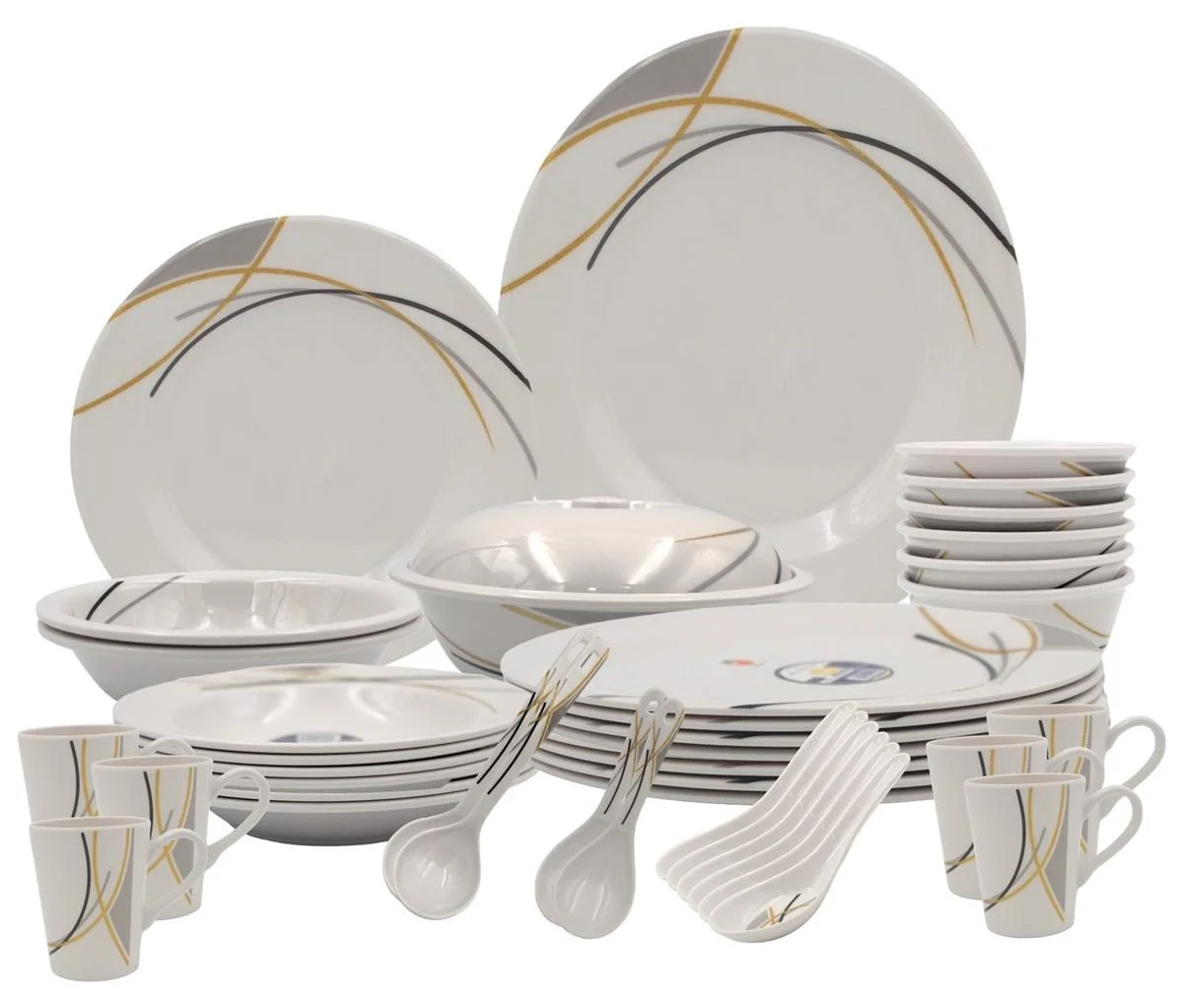 Melrich 38-Piece Melamine Dinnerware Set Premium Durable Kitchen Tableware for Dining and Serving (38-Piece) 3ptzg