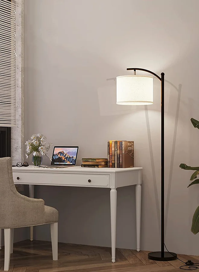 Glanfen Modern Retro Standing Floor Lamp with Adjustable LED Lighting and Linen Lampshade (150 cm) 47vyx
