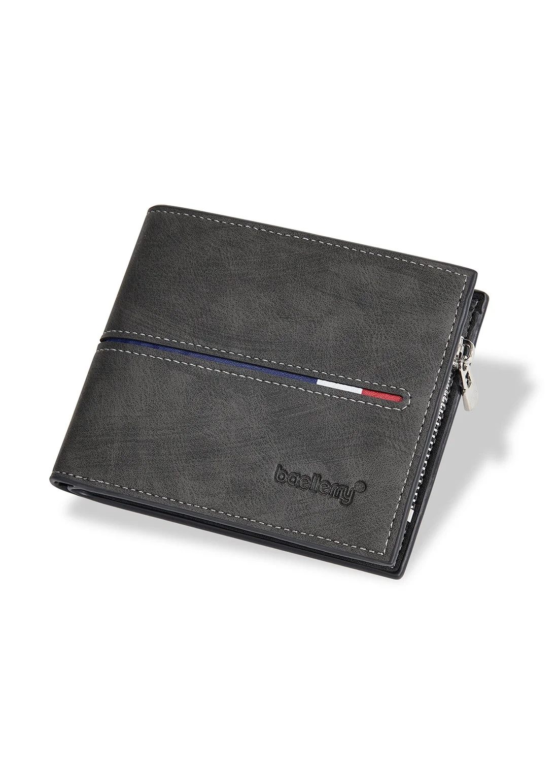 Baellerry Leather Wallet for Men, RFID Blocking Secure Zippered Bifold (Black, 11.5 cm x 9.5 cm) 7bpgy