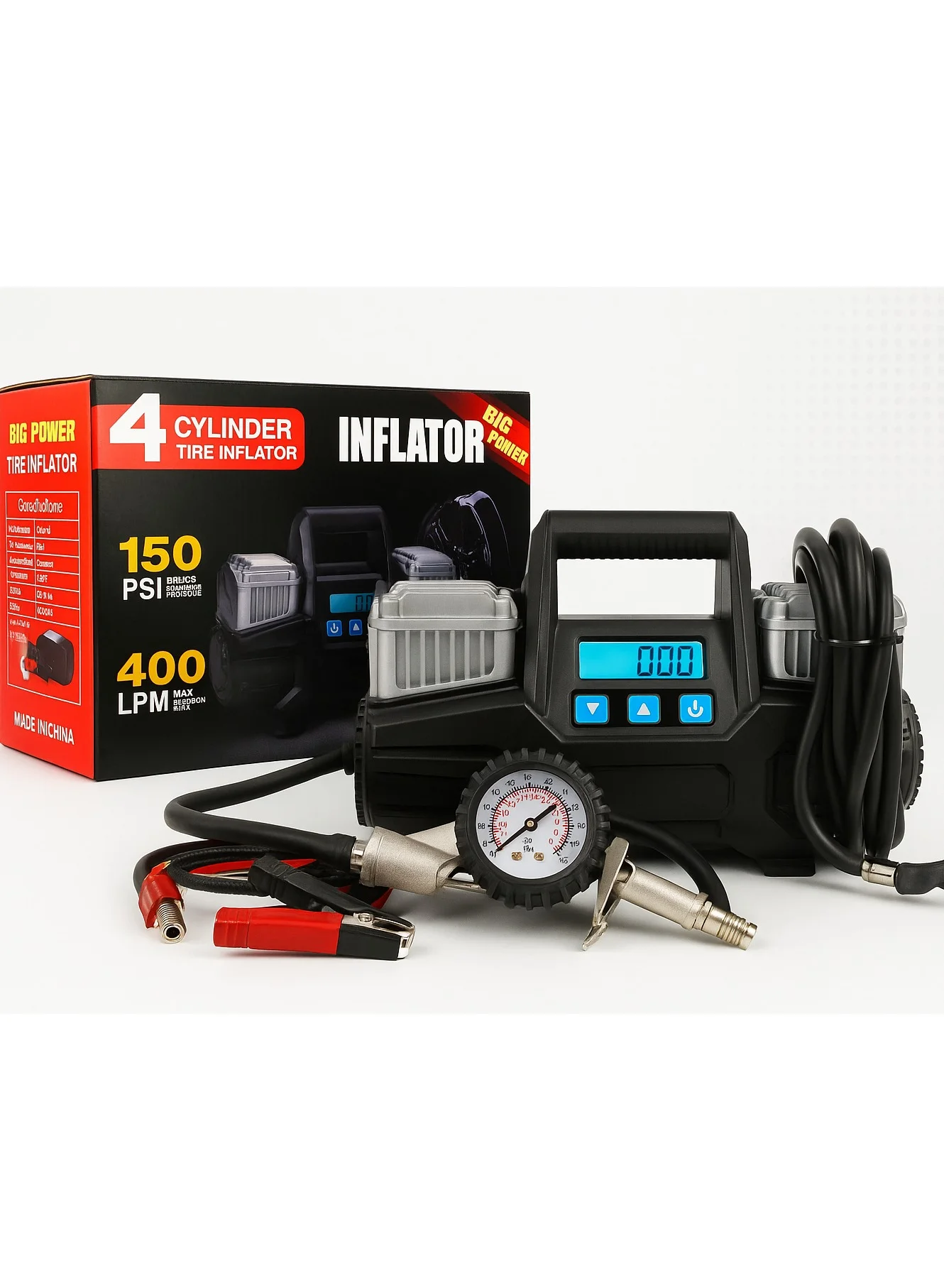 SUNRISE 12V Portable Air Compressor Heavy Duty Tire Inflator 150 PSI 400 LPM with 7m Rubber Hose for Cars Trucks SUVs and Bikes z8m0l