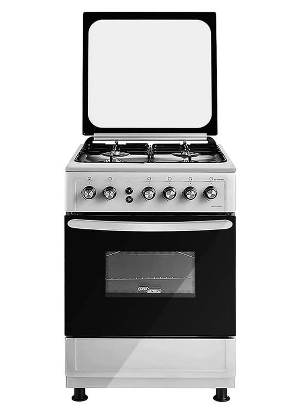 Super General 4 Burner Gas Grill Oven (Stainless Steel, 60 x 60 cm) Freestanding Cooker with Rotisserie and Automatic Ignition tvq07
