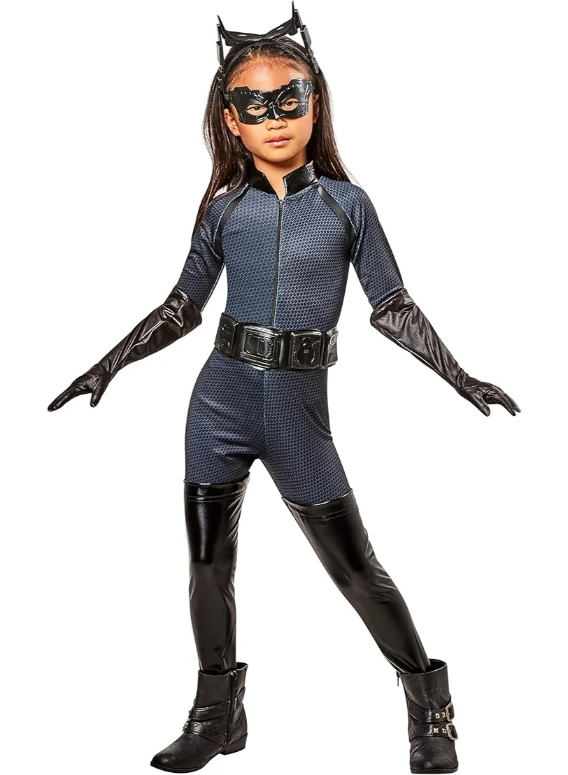 Premium Superhero Catwoman Costume for Girls (Black, Medium) w3ue3