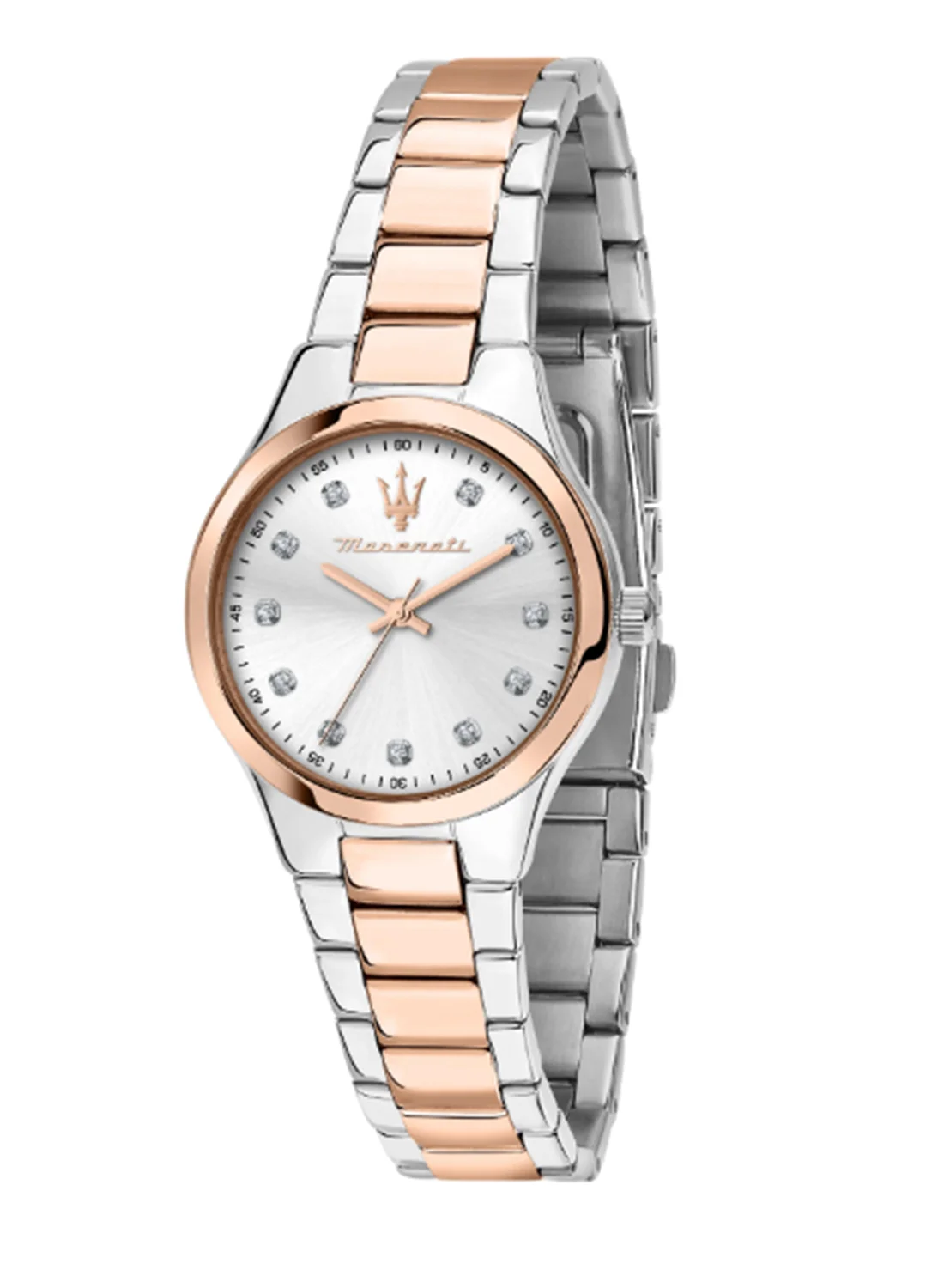 Premium Women's Analog Wristwatch Rose Gold Stainless Steel Case White Dial (30 mm) fflrj