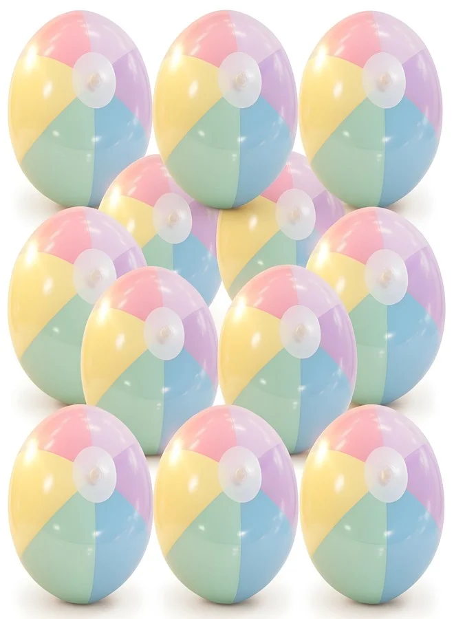 MiniInflat Inflatable Beach Balls Set, Pastel Macaron Colors, Durable PVC Pool Party Decorations (12 Pack, 32 cm) cj0de