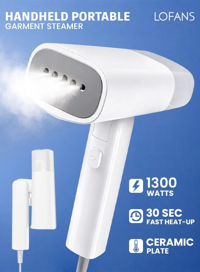 Lofans 2-in-1 Foldable Garment Steamer 1300W Portable Steam Iron for Clothes (White, 1300W) 0m4g3