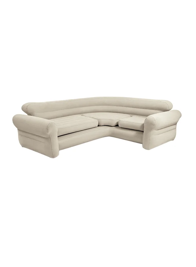 Premium L-Shaped Inflatable Corner Sofa Durable PVC Lounge Couch for Living Room (Beige, 257x203x76cm) lqyrh