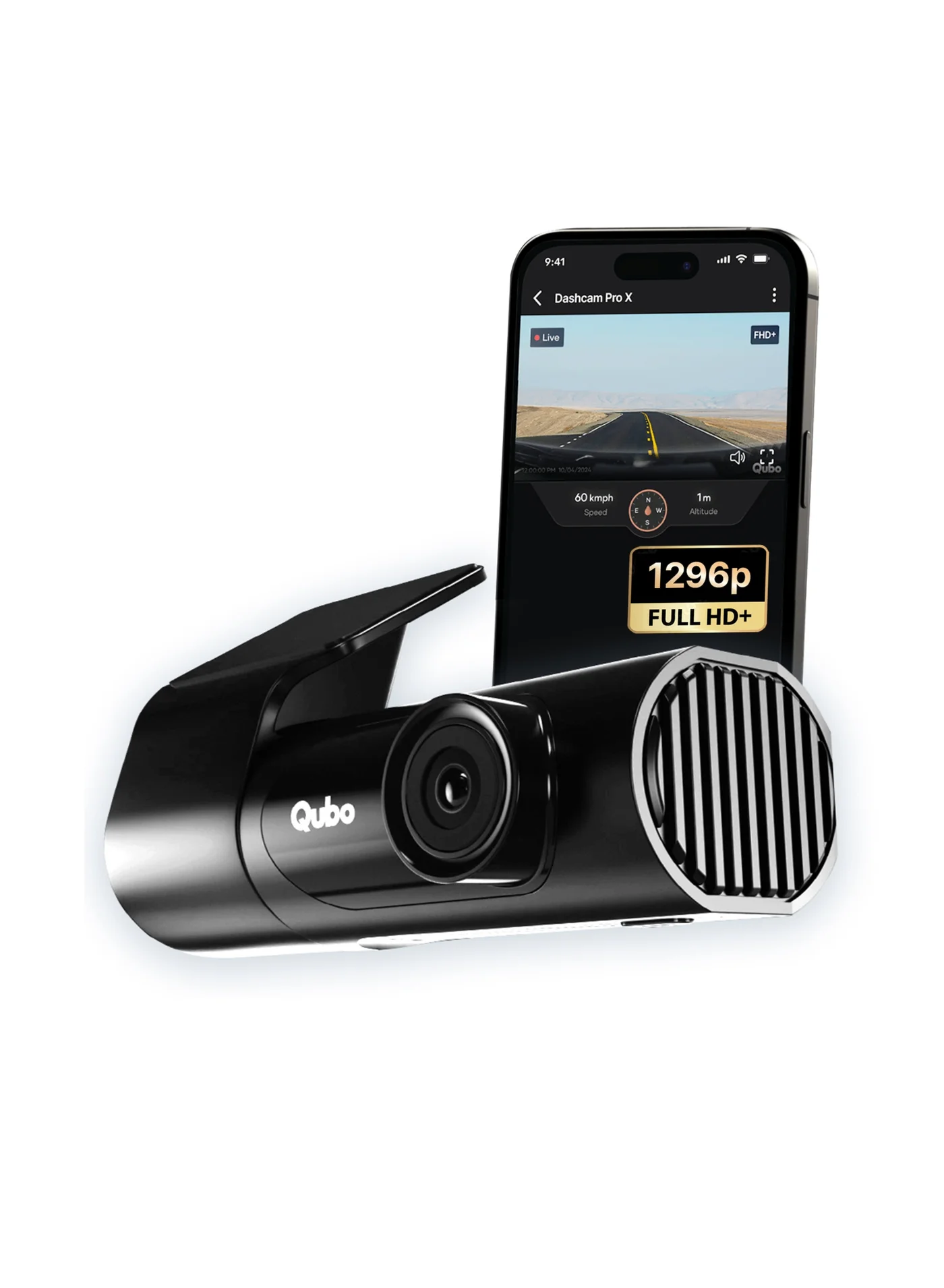 Premium Car Dashcam 1296P FHD+ Wide-Angle Camera with Night Vision and App Control (Space Grey) 4i2ng