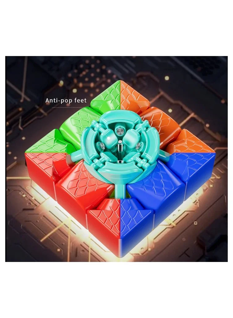 Premium Magnetic 3x3 Speed Cube Professional Competition Puzzle with Robot Display Box (Stickerless, 5.6 cm) yfxe0
