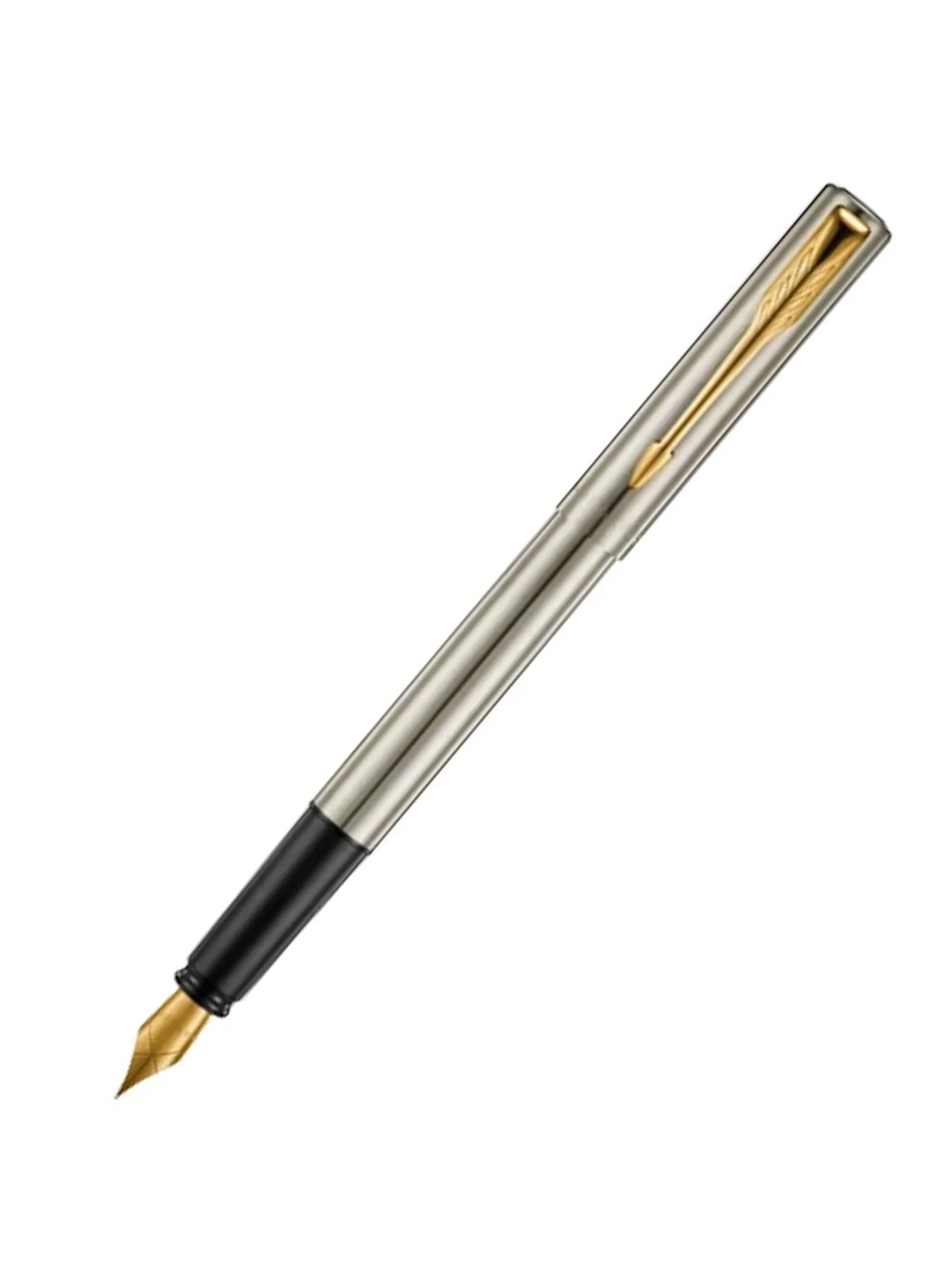 Premium Fountain Pen Fine Tip Silver Barrel With Gold Trim (1 Piece) zc74z