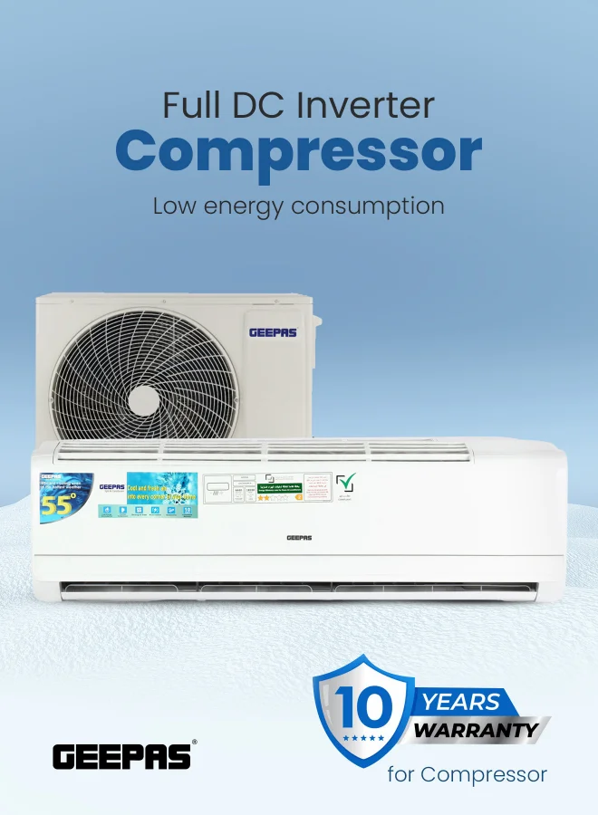Geepas 2.0 Ton Split Air Conditioner with Full DC Inverter and Golden Fin Technology (White, 2600 W) 3xhss