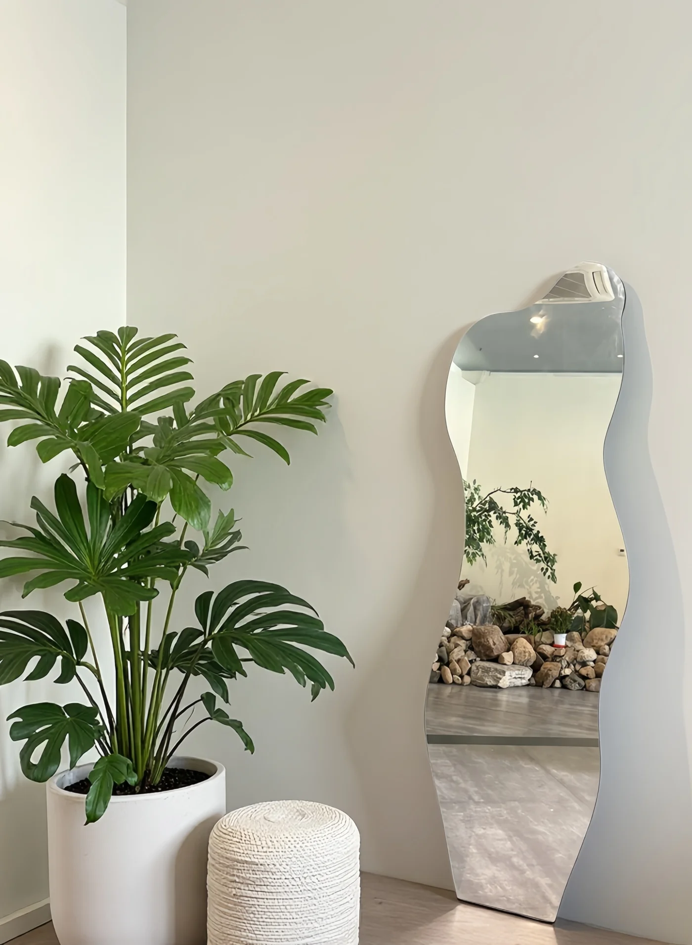 Premium Irregular Full Length Wall Mirror Weave Shaped Frameless Decorative Mirror for Living Room and Bedroom (160x50cm) tvdvw
