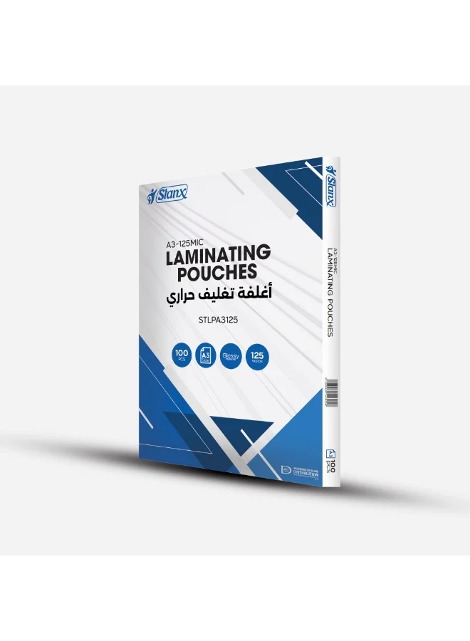 STANX Premium Thermal Laminating Pouches A3 (303 x 426 mm) 125 Micron Clear Protective Sheets (Pack of 100) y7ay2