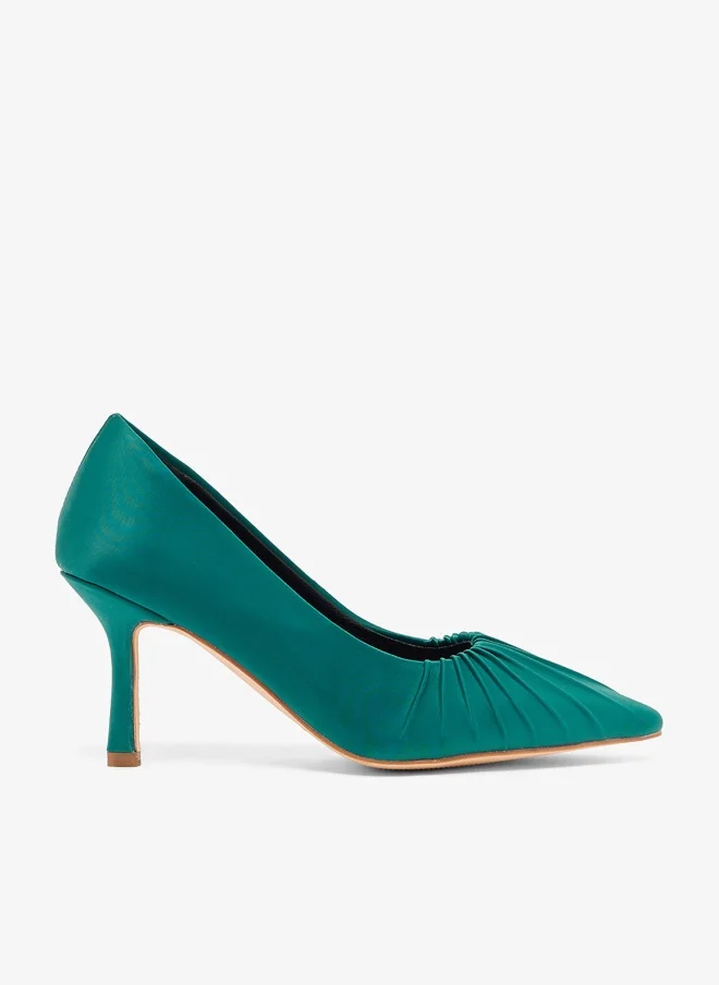 Ella Limited Edition Teal Satin Stiletto Pumps with Pleated Toe Detail (Women, High Heel) ucjn1