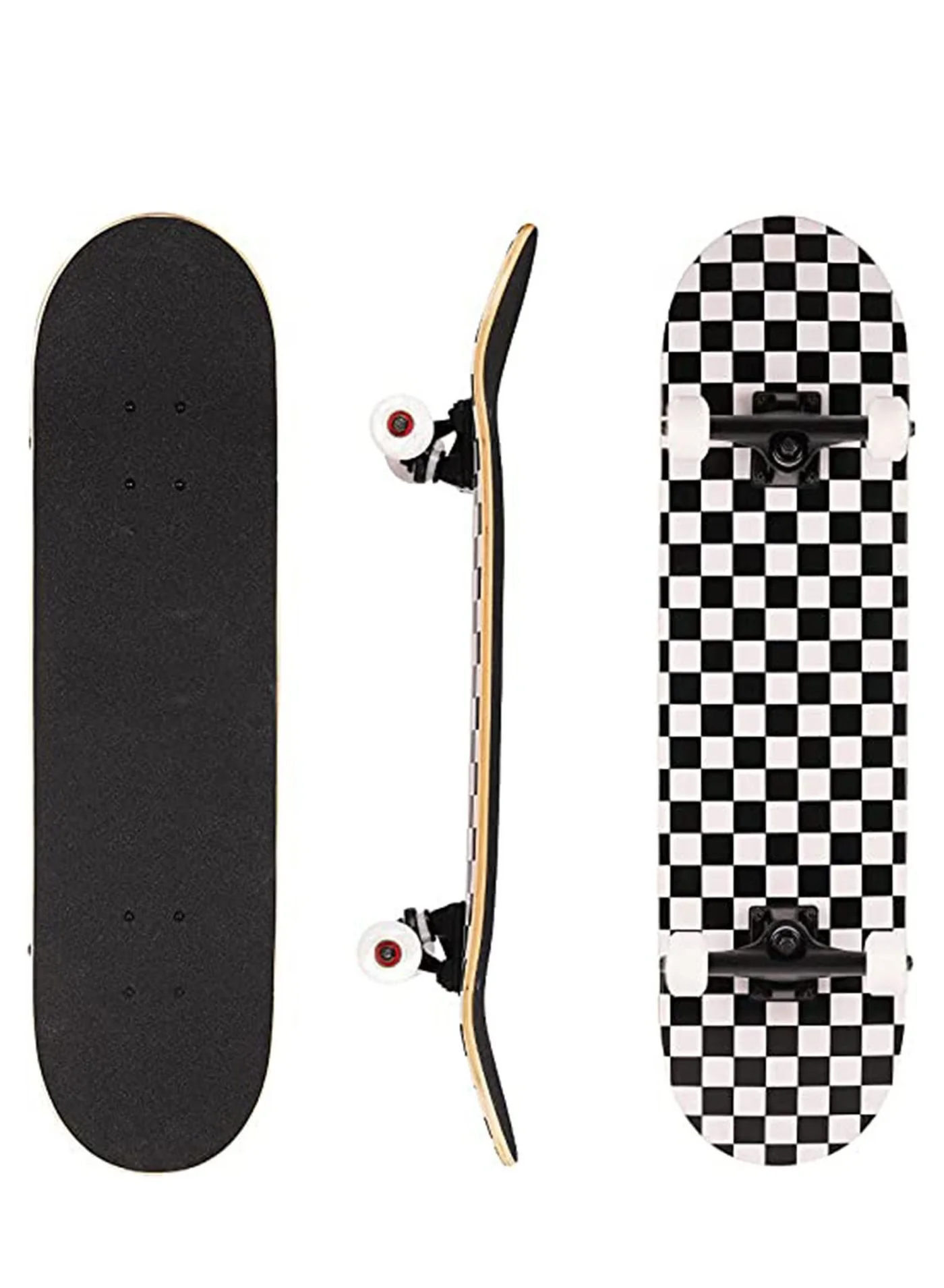 Arabest Complete Standard Skateboard 7-Layer Maple Double Kick Concave Deck for Kids and Adults (80x20cm) jgpxv