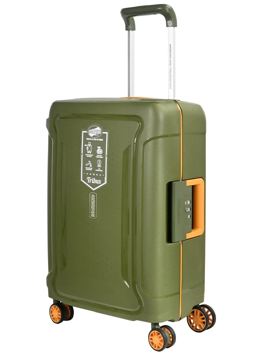 Tribus Hard Shell Cabin Suitcase 55 cm Lightweight Polypropylene Spinner Luggage with TSA Lock (Olive, 55 cm) hv3sj
