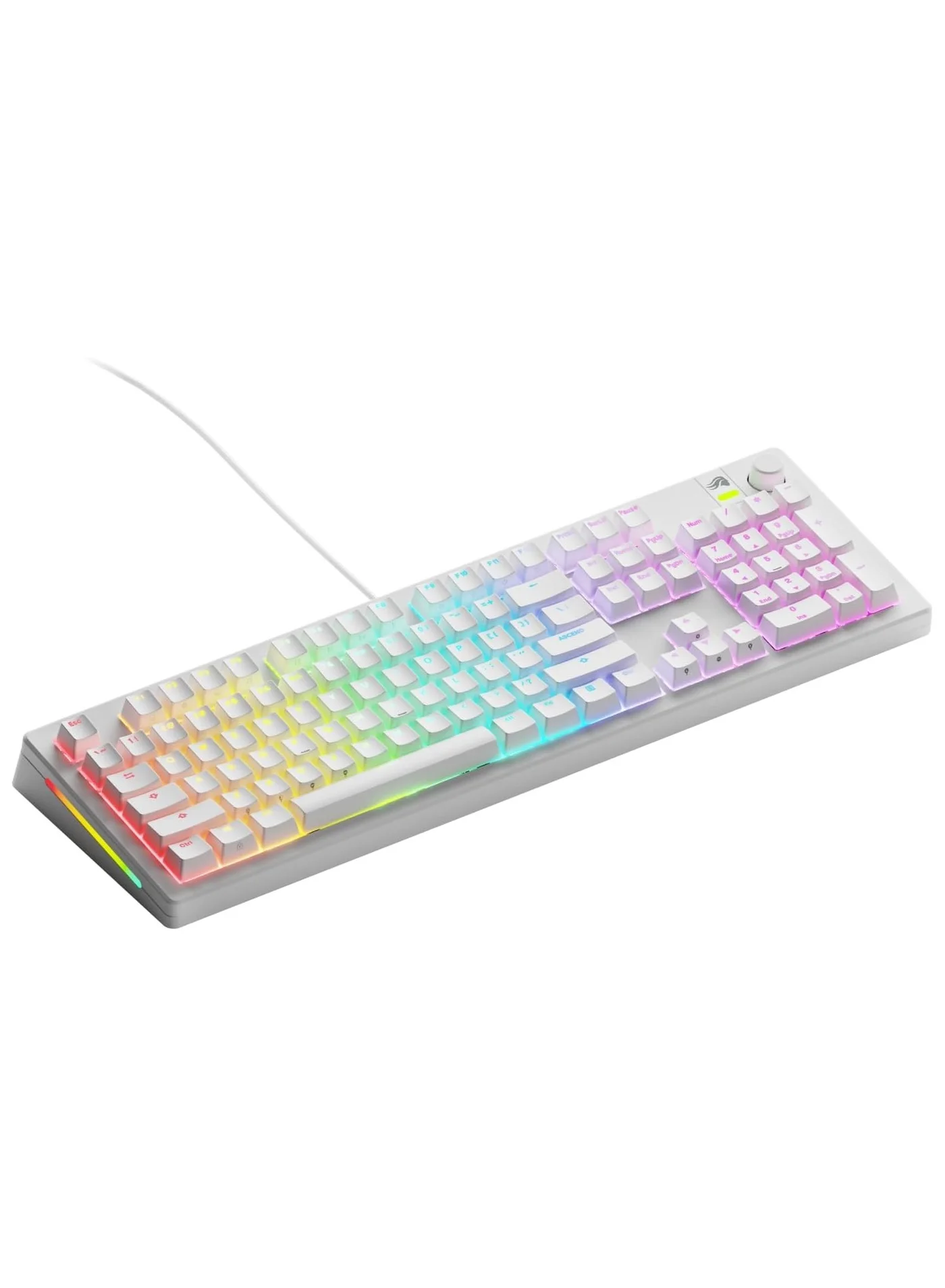 Premium Custom Mechanical Wired Keyboard with Knob (Full Size, Hotswappable, White, Layout) vuogd