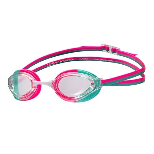 Premium Racing Swim Goggles Professional Competitive Swimming Eyewear Anti-Fog Non-Mirror Lens for Adults (Clear/Shocking Pink, One Size) qvogk