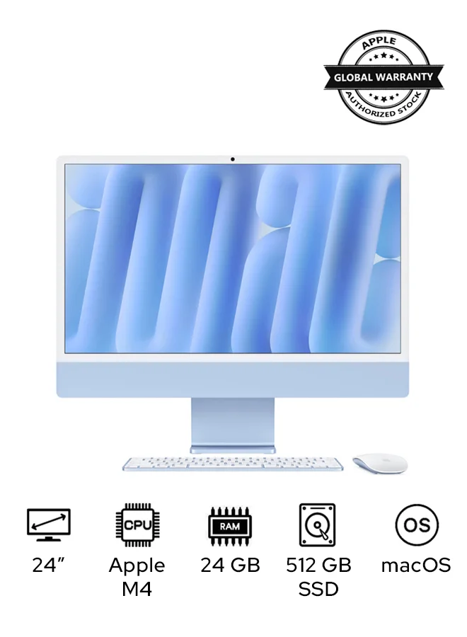 Premium Smart All-in-One Desktop Computer 24-inch 4.5K Display 10-Core CPU 24GB RAM 512GB SSD (Blue) s1r48