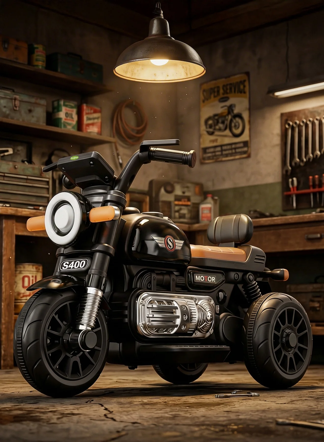 BAYBEE Electric Ride-On Motorcycle for Kids, Rechargeable Battery Powered Bike with LED Lights and Music (Black, 2-5 Years) 5bscc