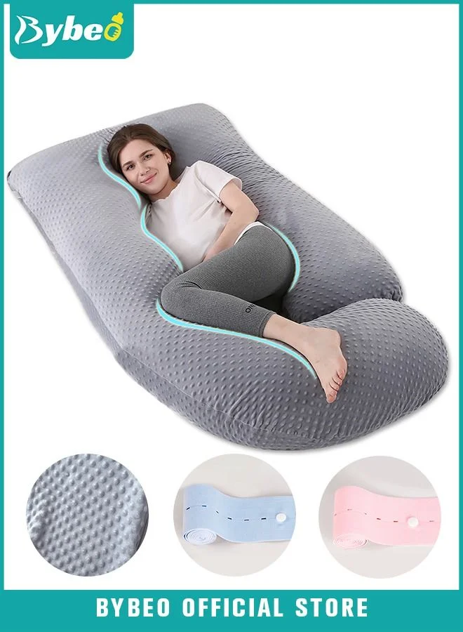 Bybeo U-Shaped Full Body Pregnancy Pillow Premium Maternity Support Cushion with Removable Jersey Cotton Cover (140 cm x 70 cm) oy77k