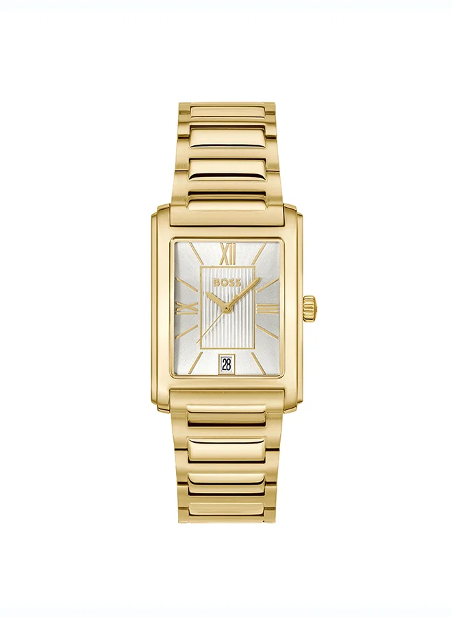 Principle Dress Quartz Watch for Men with Silver Dial and Gold Stainless Steel Bracelet (40mm) spngf