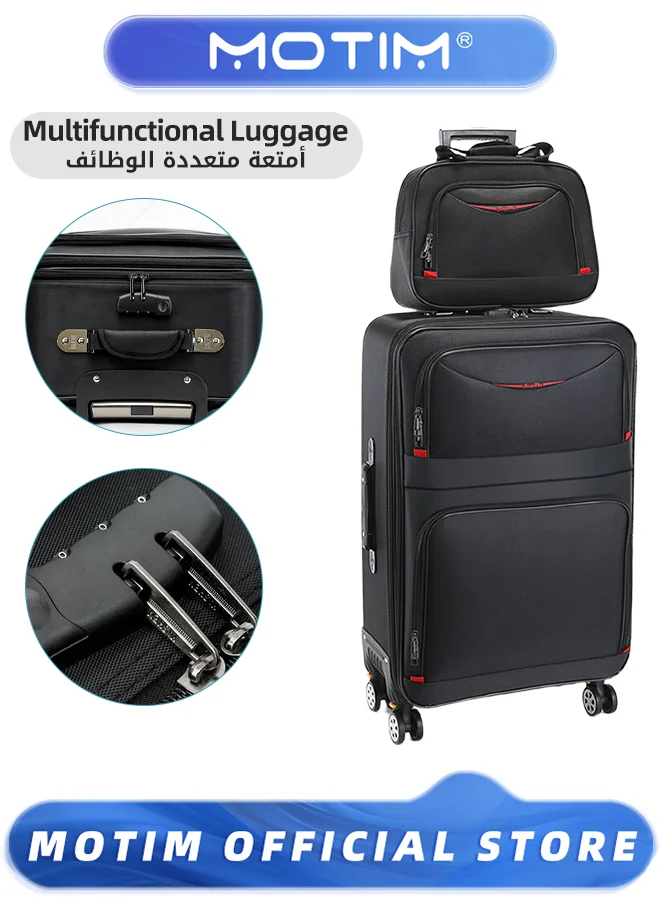 Motim 2-Piece Softside Expandable Luggage Set with Spinner Wheels and TSA Lock (Set of 2, Black) ymyj8