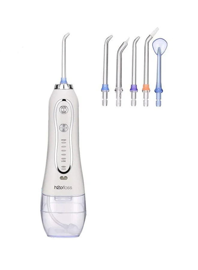 H2ofloss Cordless Water Dental Flosser Portable Oral Irrigator for Braces and Sensitive Teeth (White, 300 mL) 9bxz2