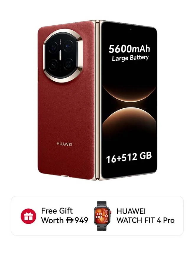 Smart Foldable Smartphone 512GB 16GB RAM Nebula Red Premium Dual SIM Mobile Device (8-inch Display) twowa