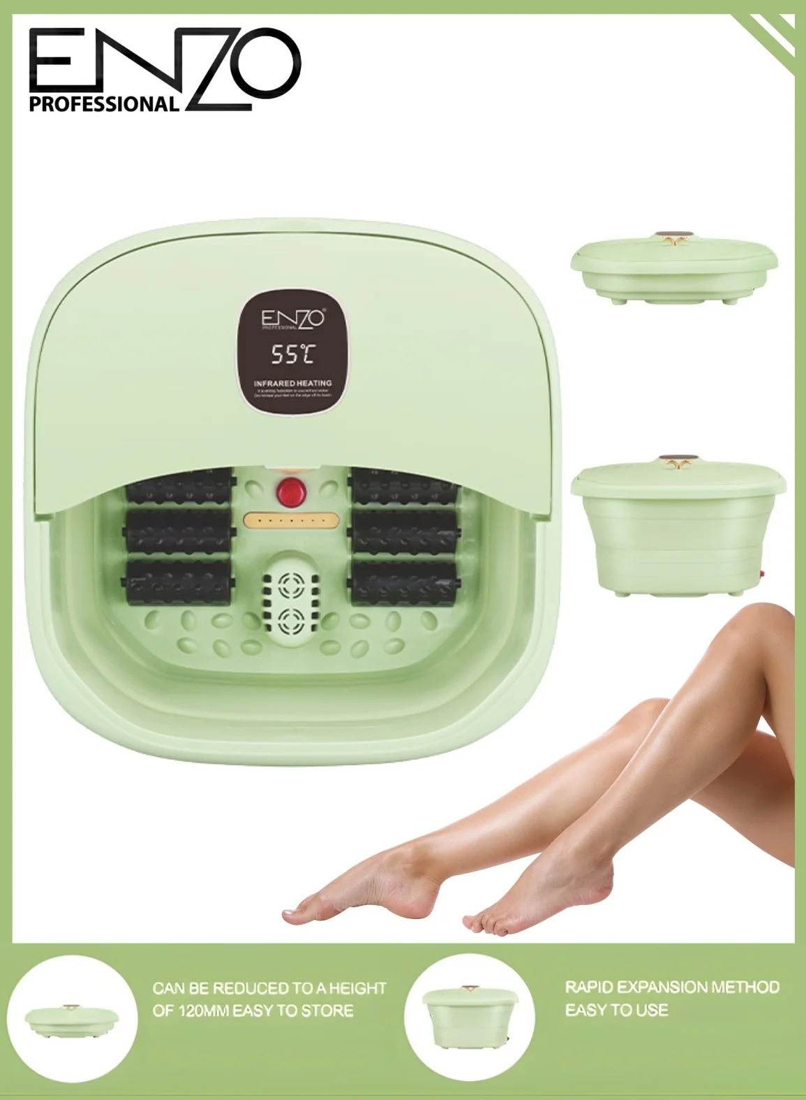 Premium 7-in-1 Electric Foldable Foot Spa Massager with Infrared Heat, Bubbles, Vibration & Pedicure Kit (40 cm x 35 cm) 56rsm