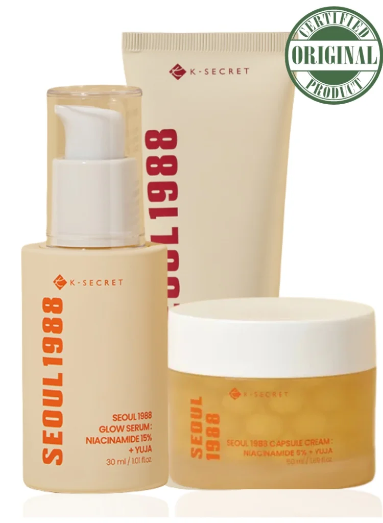 K-Secret Seoul 1988 Brightening Skincare Bundle Set (30mL Serum, 50mL Cream) for Radiant Complexion lwuv3
