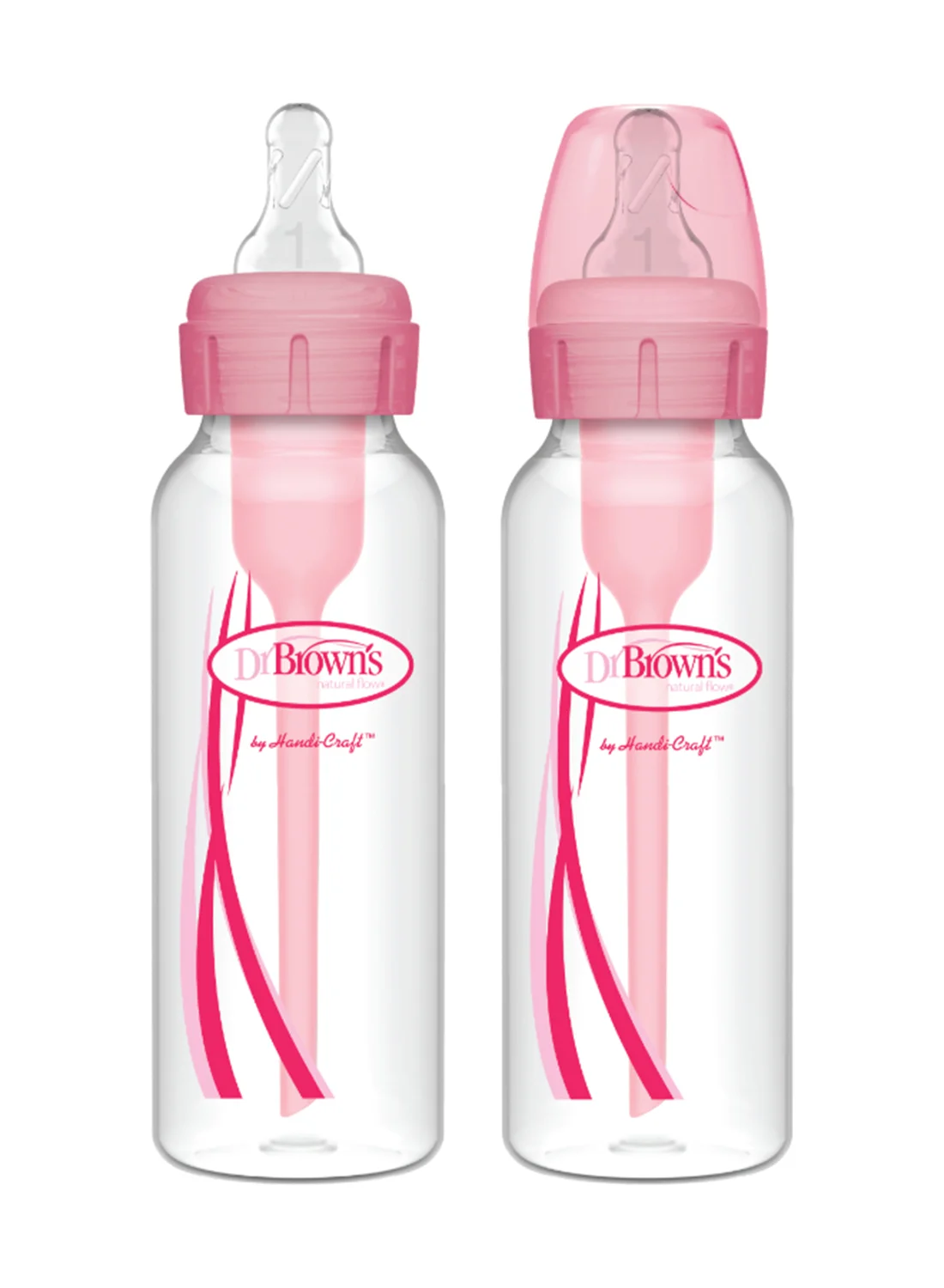 Premium Narrow Baby Feeding Set with Silicone Teats (Pink, 2 x 250 mL) vtr36