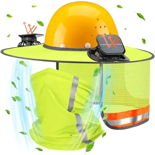 Premium Hard Hat Neck Shield Shade with High Visibility Reflective Strip (2 Pcs, Fluorescent Yellow) 7zg7e